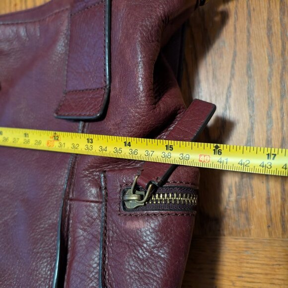 Fossil Purse Emerson Satchel Burgundy Leather Tote Hand Bag Lots of Compartments - Picture 10 of 10